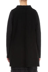 Asymmetric Black Plush Wool Cotton Gilet 3