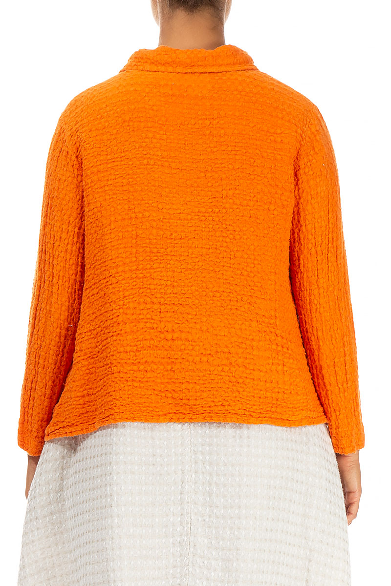 Asymmetric Closure Neon Orange Linen Jacket 2