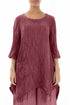 Asymmetric Crinkled Antique Ruby Silk Linen Tunic 1