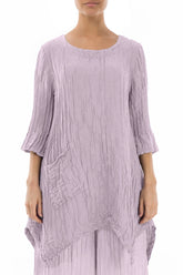 Asymmetric Crinkled Lilac Silk Linen Tunic 1