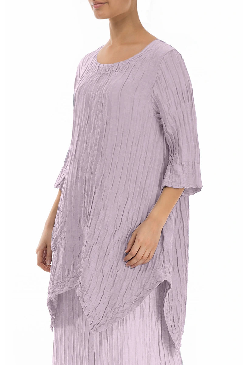 Asymmetric Crinkled Lilac Silk Linen Tunic 3