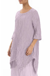 Asymmetric Crinkled Lilac Silk Linen Tunic 3