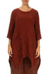 Asymmetric Crinkled Saffron Silk Linen Tunic 1