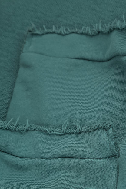 Asymmetric Deep Turquoise French Terry Cotton Blouse