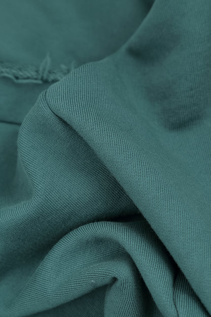Asymmetric Deep Turquoise French Terry Cotton Blouse