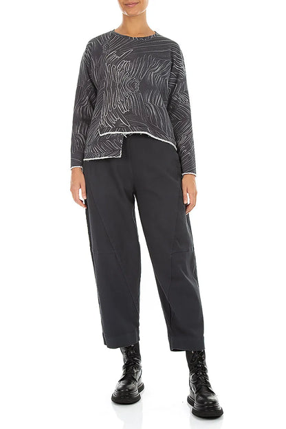 Asymmetric Feather Grey French Terry Cotton Blouse 4
