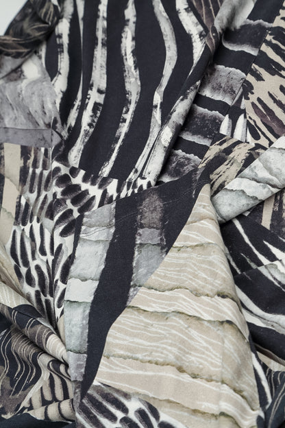 Asymmetric Flared Wild Ink Cotton Dress