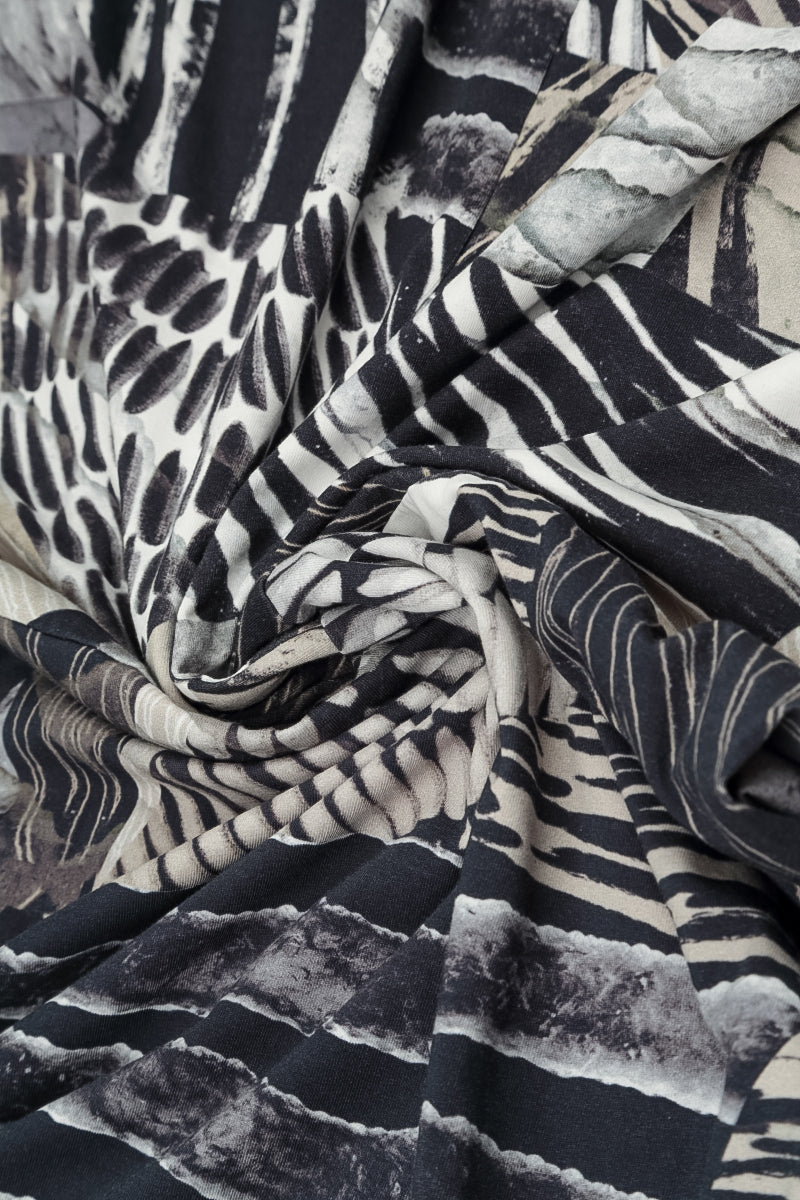 Asymmetric Flared Wild Ink Cotton Dress
