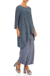 Asymmetric Graphite Crinkled Silk Tunic 4