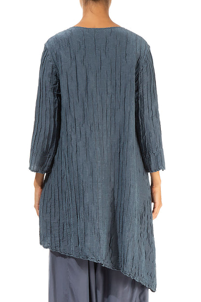 Asymmetric Graphite Crinkled Silk Tunic 2