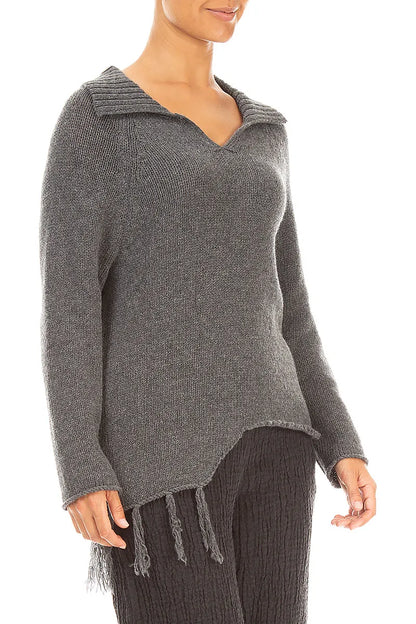 Asymmetric Grey Merino Wool Sweater 3
