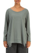 Asymmetric Hem Sage Cotton Blouse 1