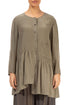 Asymmetric Light Khaki Silk Bamboo Blouse 1