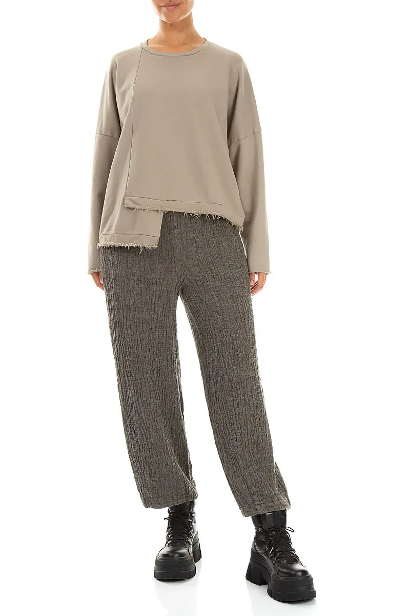 Asymmetric Olive French Terry Cotton Blouse 4