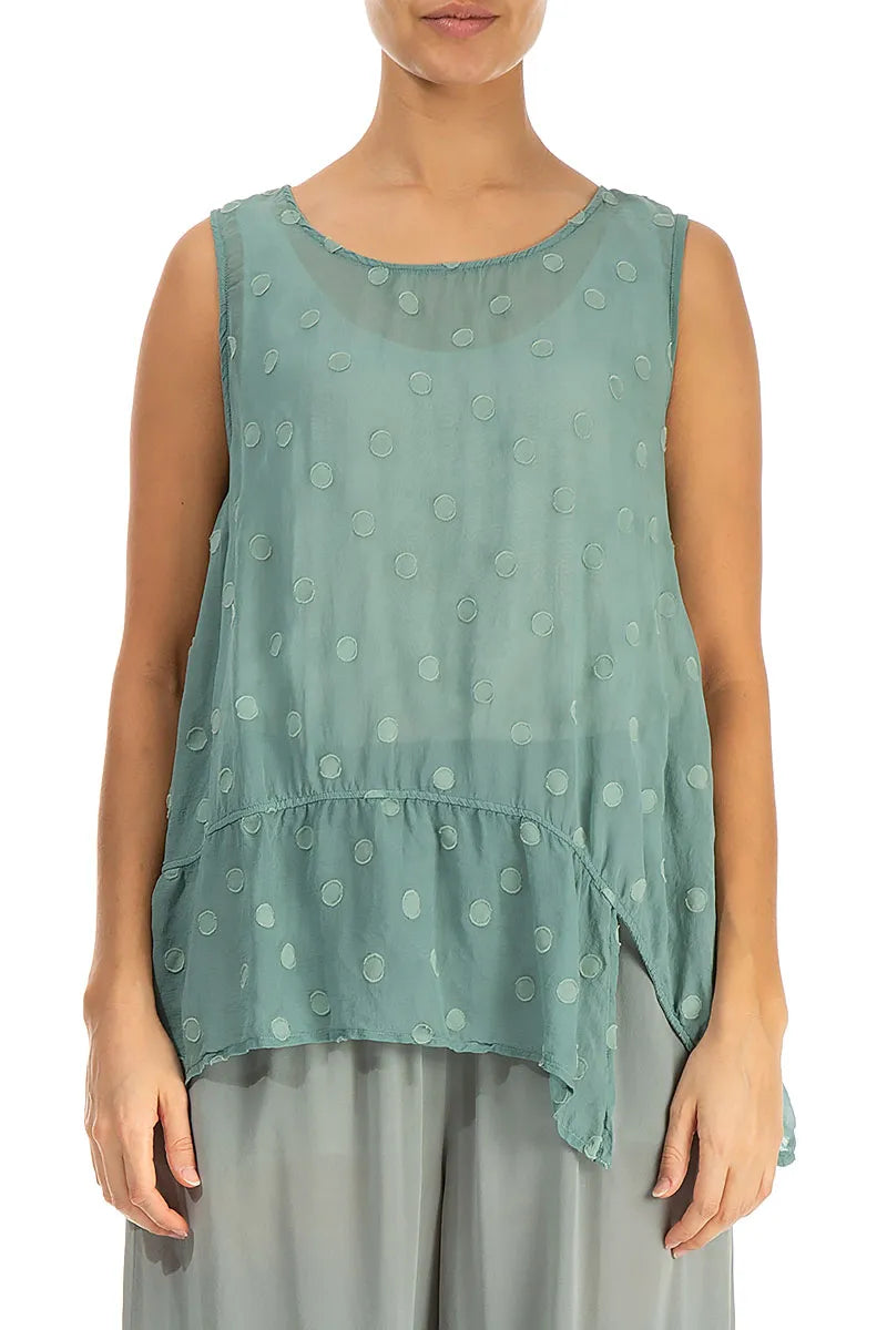 Asymmetric Pistachio Dotty Silk Top 1
