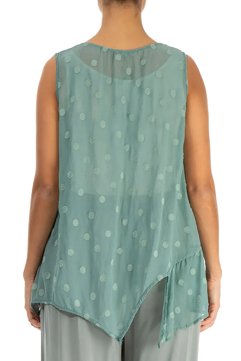 Asymmetric Pistachio Dotty Silk Top 2