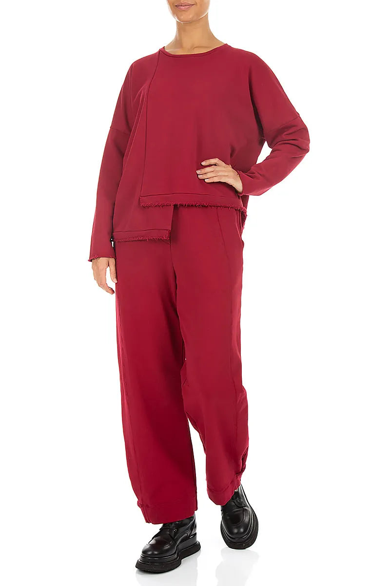 Asymmetric Ruby French Terry Cotton Blouse 5