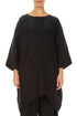 Asymmetric Textured Black Silk Linen Tunic 1
