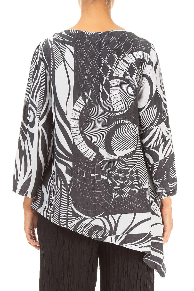Asymmetric Textured Pearl Grey Orbit Silk Tunic 2