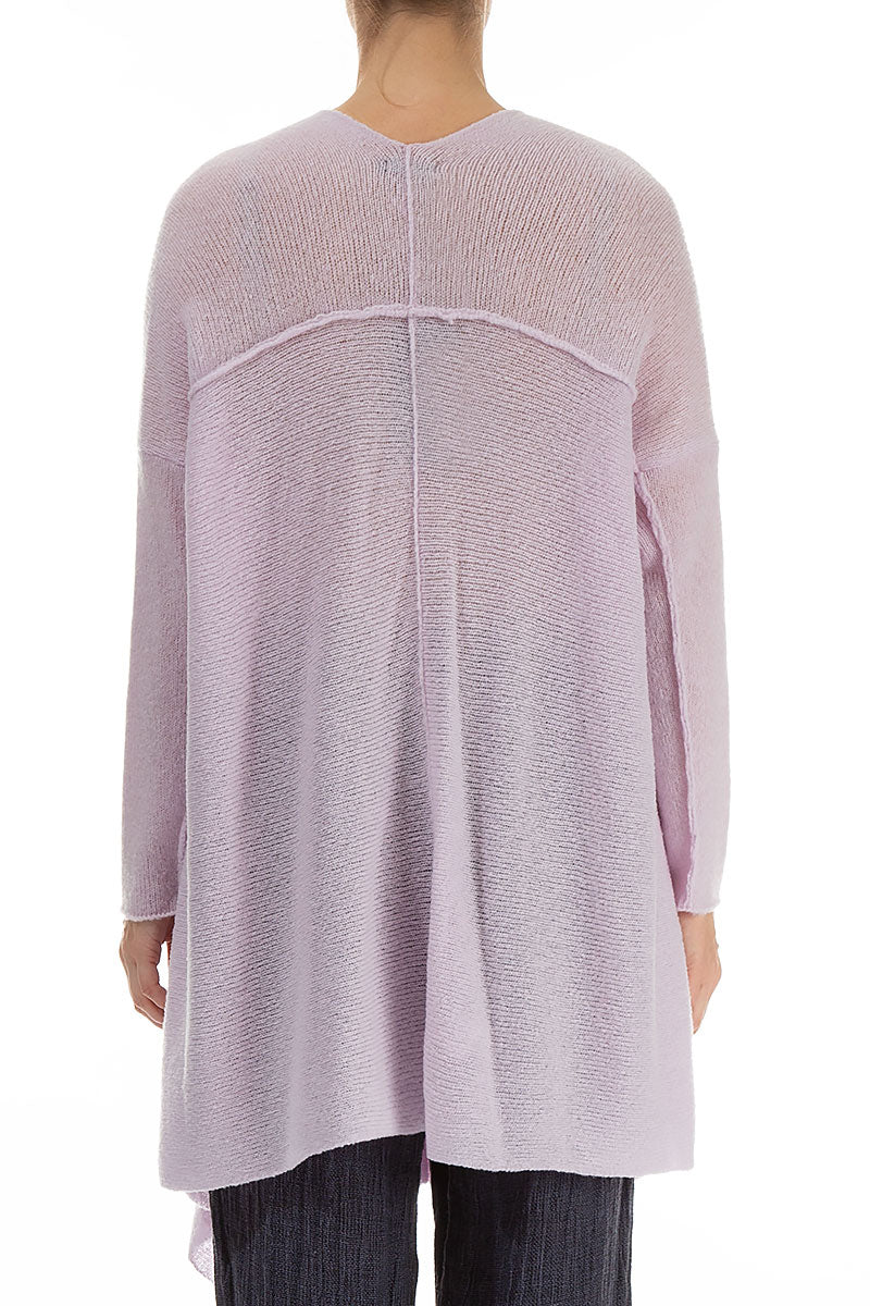 Asymmetric V-Neck Light Pink Wool Jumper 2