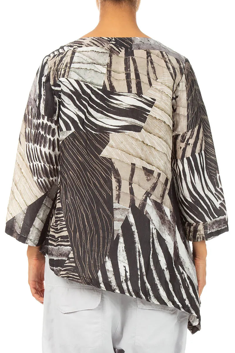 Asymmetric Wild Ink Textured Silk Tunic 2