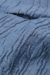 Buttoned Balloon Crinkled Blue Nova Silk Dress 5