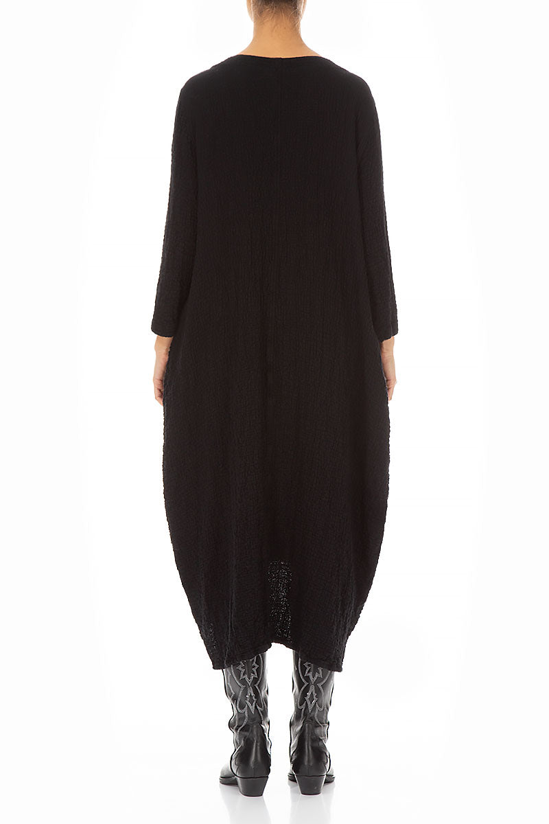 Asymmetrical Black Wool Dress 2