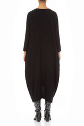 Asymmetrical Black Wool Dress 2