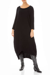 Asymmetrical Black Wool Dress 4