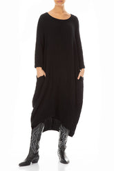 Asymmetrical Black Wool Dress 3