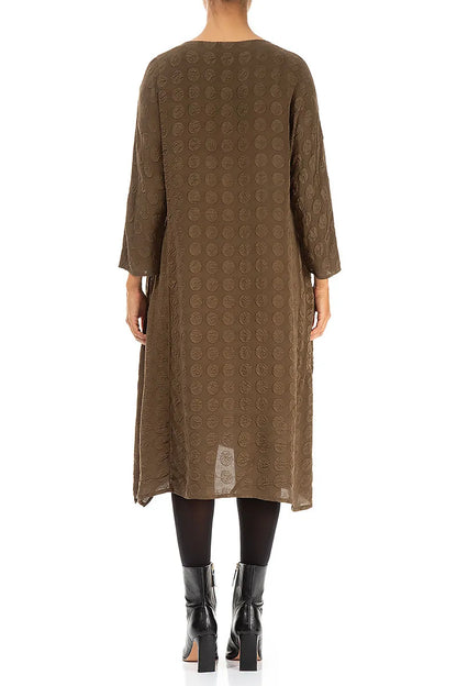 Asymmetrisches, blasenartiges braunes Seidenkleid