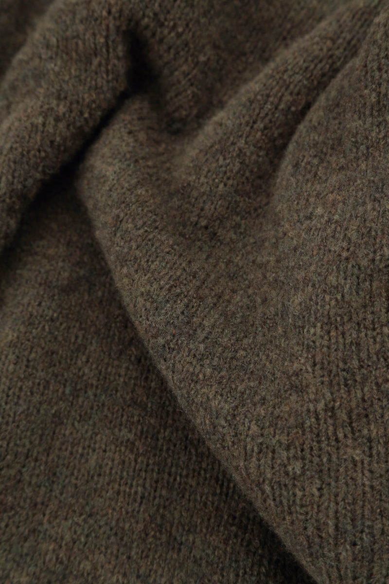 Asymmetrical Khaki Wool Cardigan