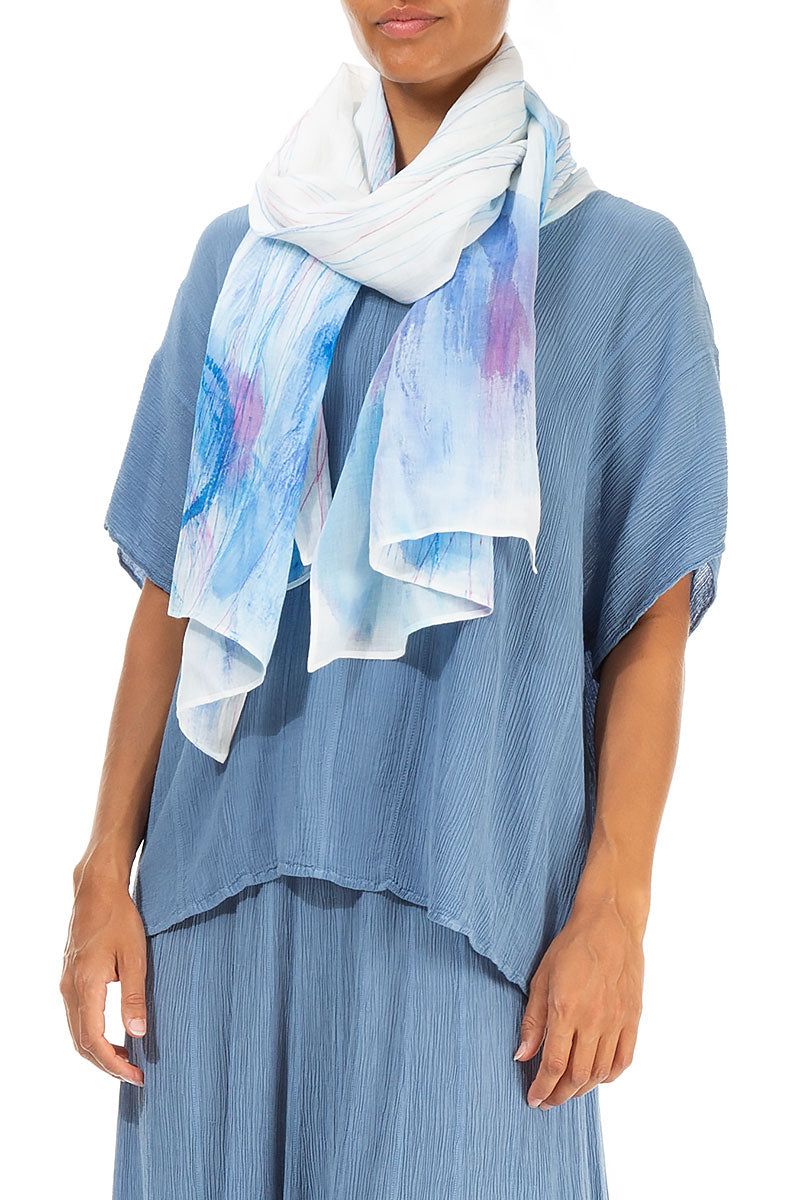 Azure Breeze Linen Scarf 3