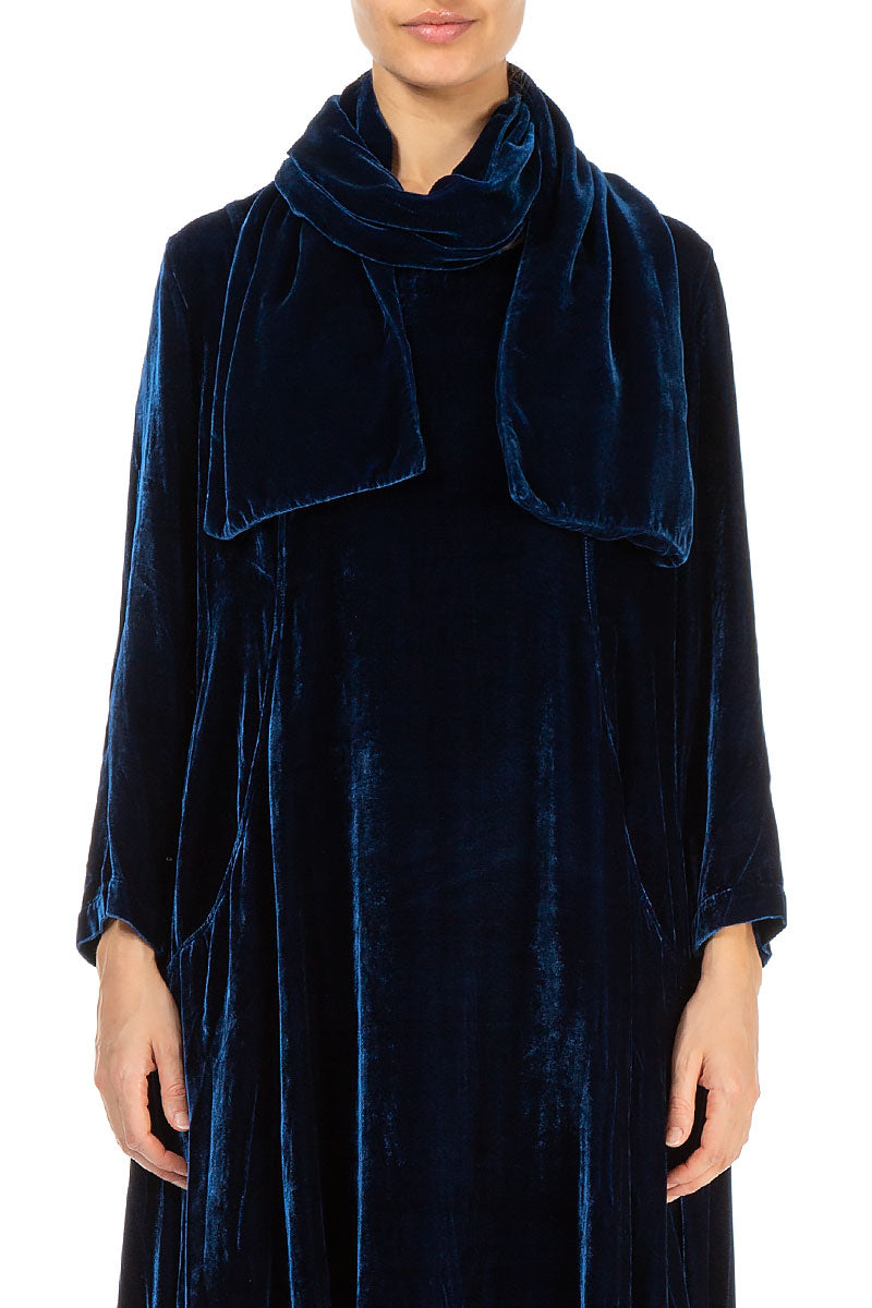 Azure Double Silk Velvet Scarf 1