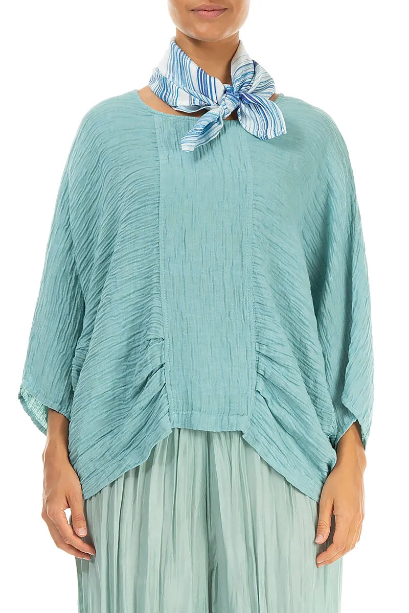 Azure Lines Silk Bamboo Square Scarf 1