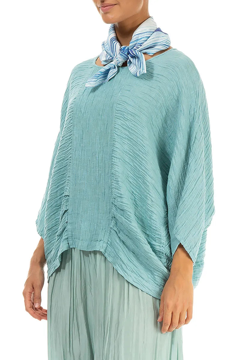 Azure Lines Silk Bamboo Square Scarf 3