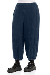 Back Pockets Azure Mélange Linen Trousers 3