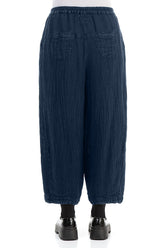 Back Pockets Azure Mélange Linen Trousers 2