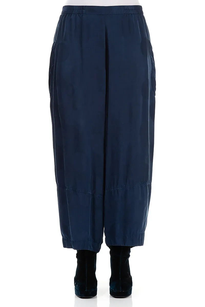 Back Pockets Royal Blue Silk Viscose Trousers 1