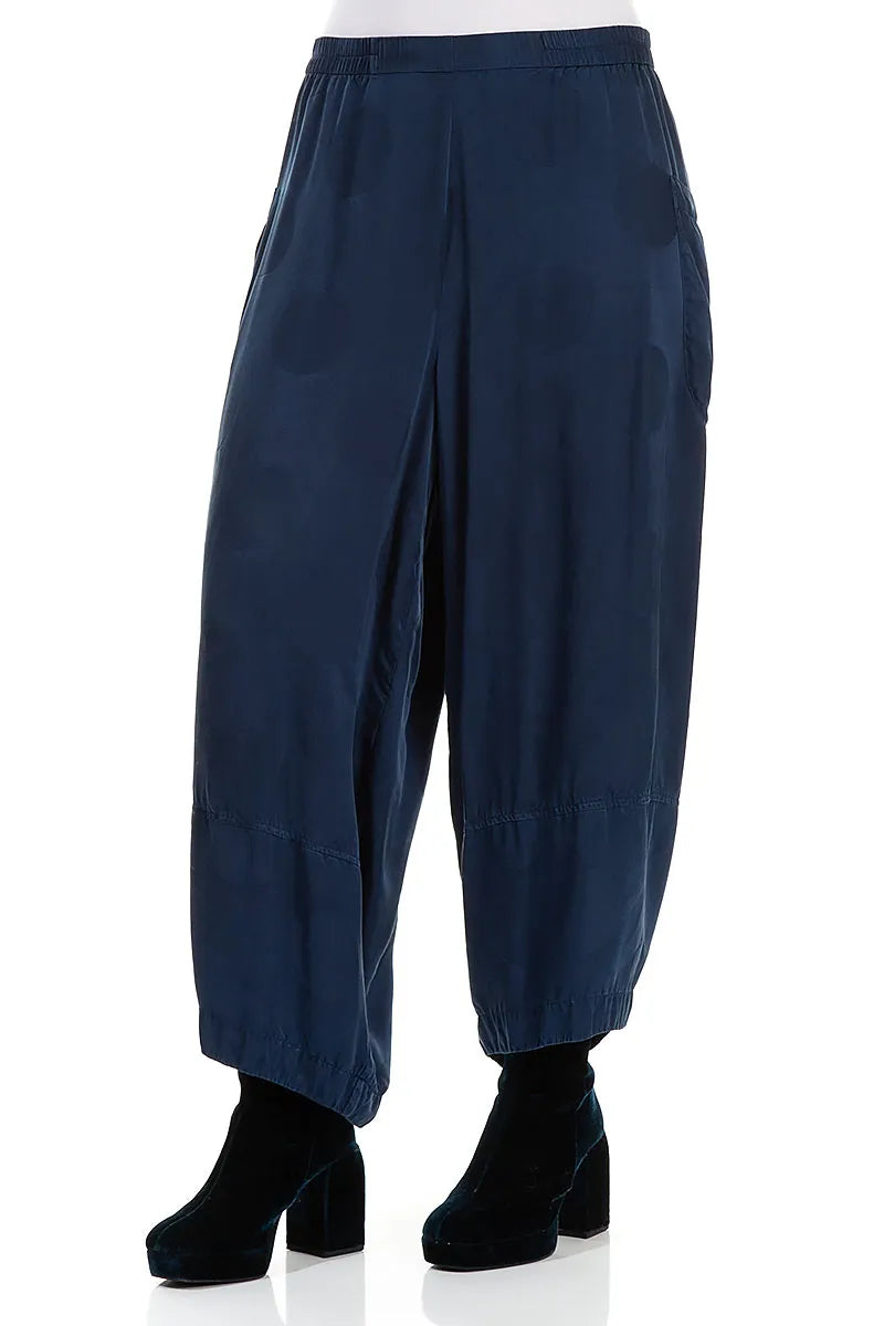Back Pockets Royal Blue Silk Viscose Trousers 3