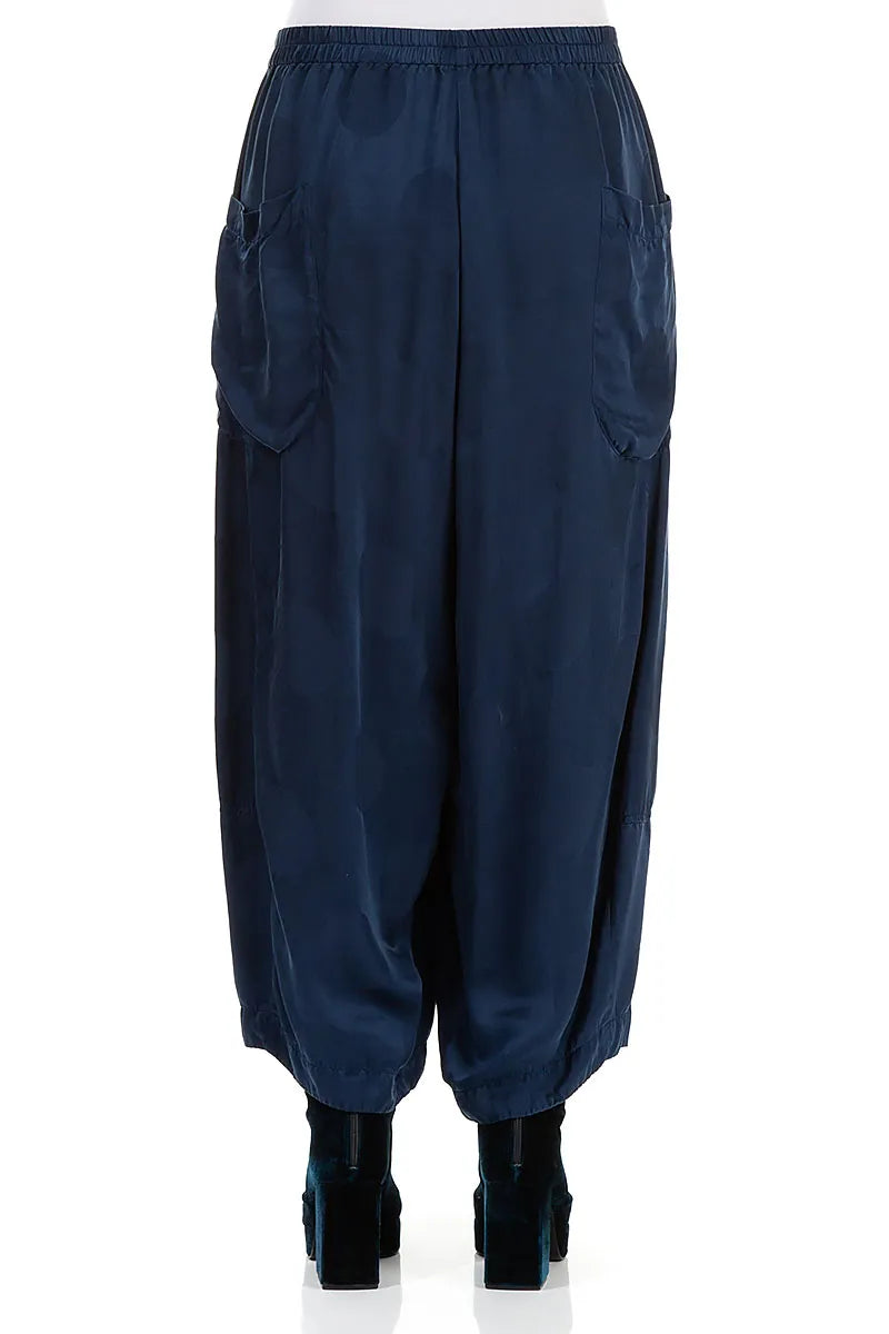 Back Pockets Royal Blue Silk Viscose Trousers 2