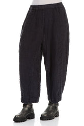 Back Pockets Slate Blue Mélange Linen Trousers 3