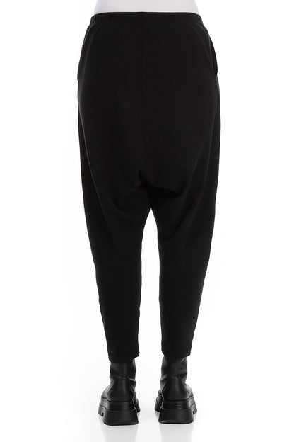Baggy Black Rib Cotton Wool Trousers 2