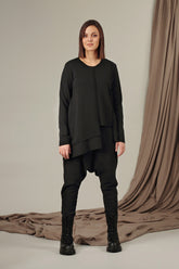 Baggy Black Rib Cotton Wool Trousers 6