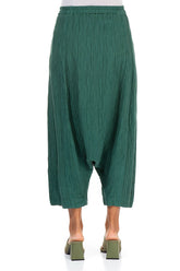 Baggy Crinkled Green Silk Trousers 2