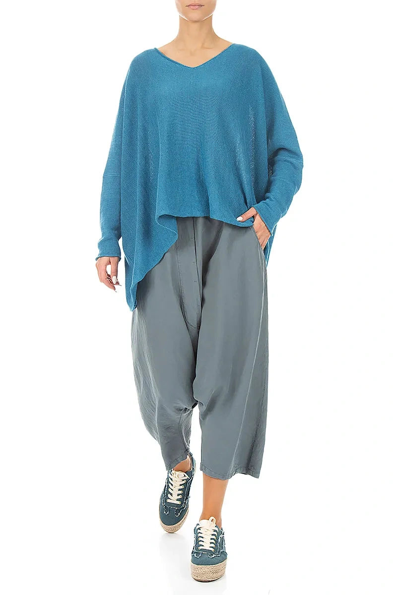 Baggy Graphite Silk Linen Trousers