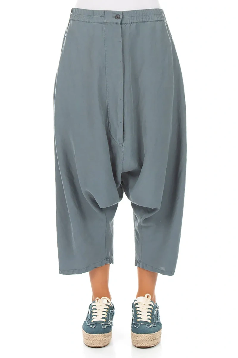 Baggy Graphite Silk Linen Trousers