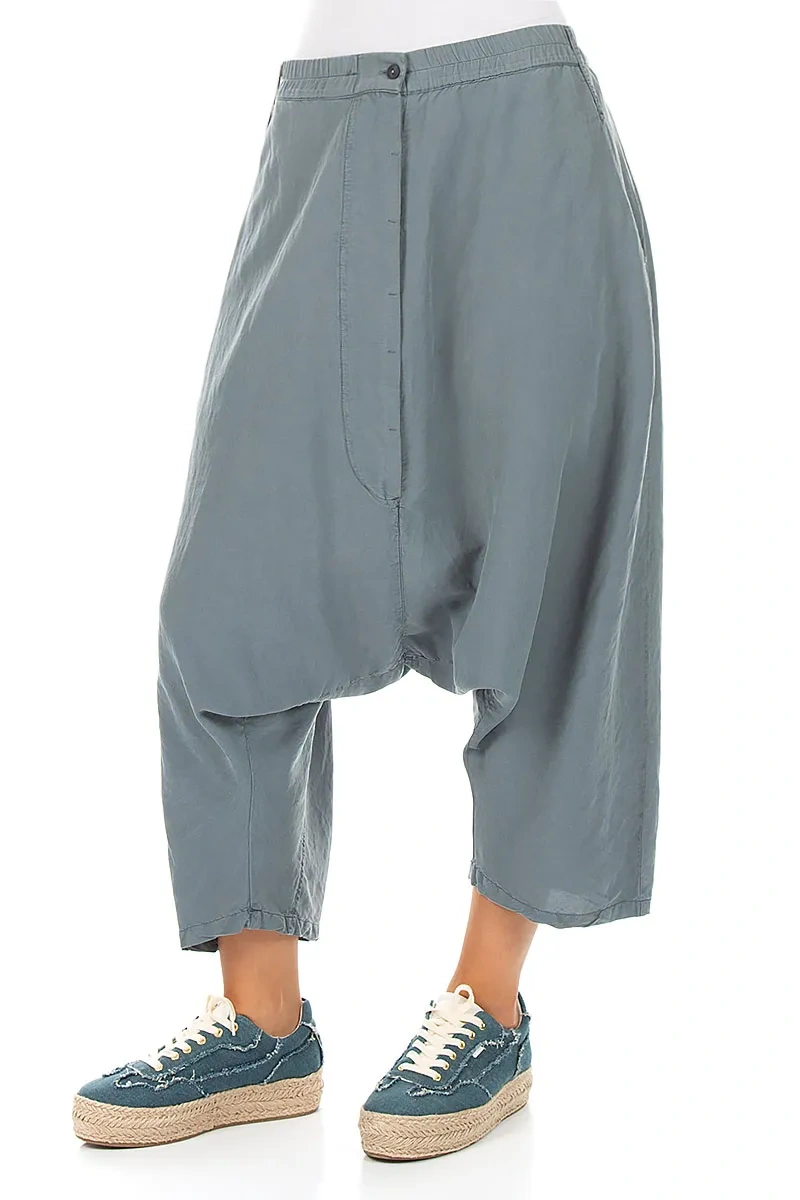 Baggy Graphite Silk Linen Trousers