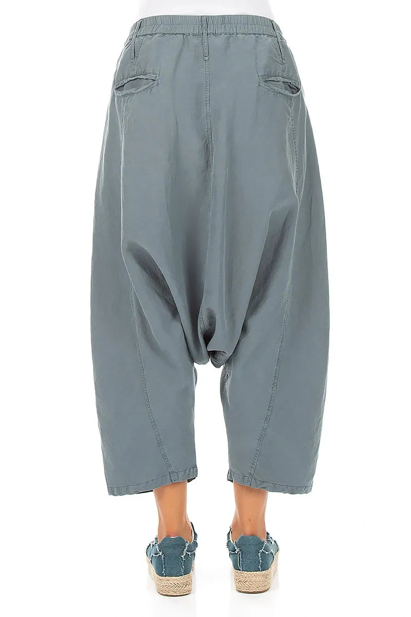 Baggy Graphite Silk Linen Trousers