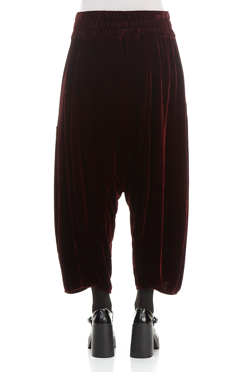 Baggy Loose Burgundy Silk Velvet Trousers 2